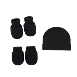 Носки для новорожденных хлопковые цветные детские носки для мальчиков и девочек, для малышей, шапки-бини, 5 предмета в комплекте с носками и приятные на ощупь варежки для детей