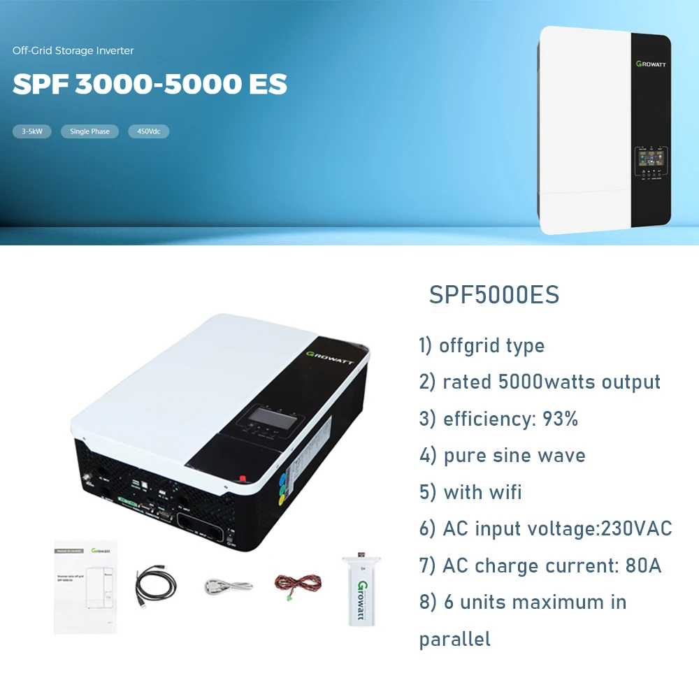 Home System Solar Inverters 5KW Solar Sunflower Energy System with Growatt Inverter Life PO4  Lithium Battery