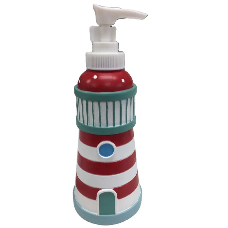 Custom made 3D building model Resin Lighthouse Shape Lotion Pump for Bathroom
