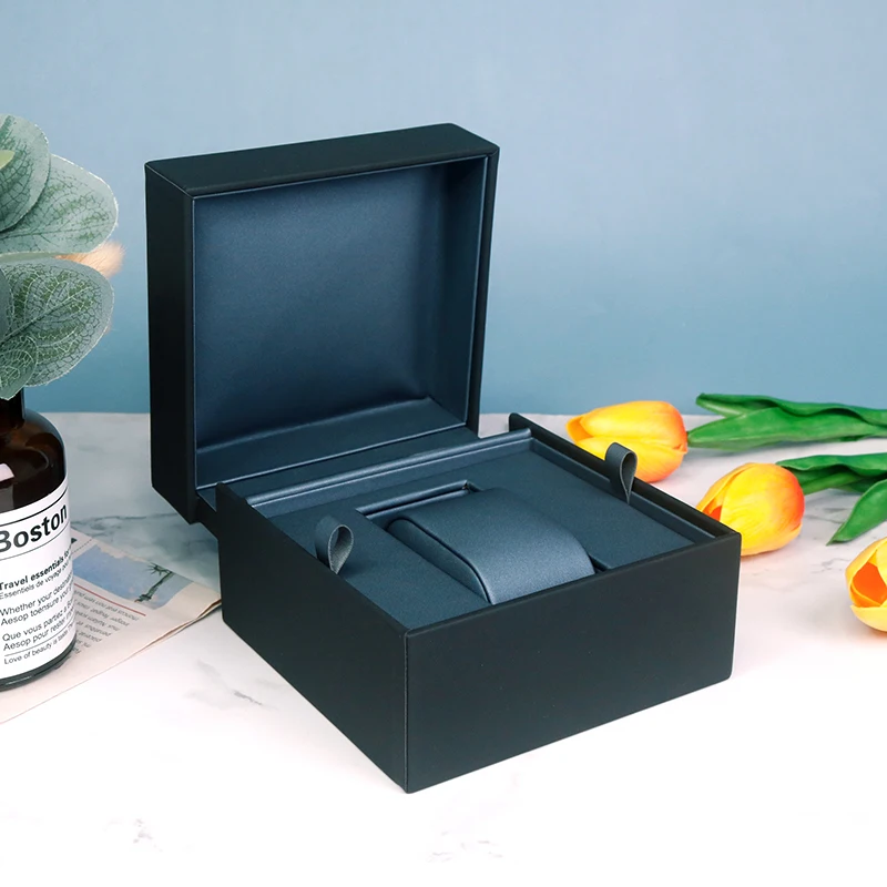 Luxury Black PU Leather Watch Display Box Custom Design Your Own Leatherette Watch Storage Gift Box with Replaceable Insert