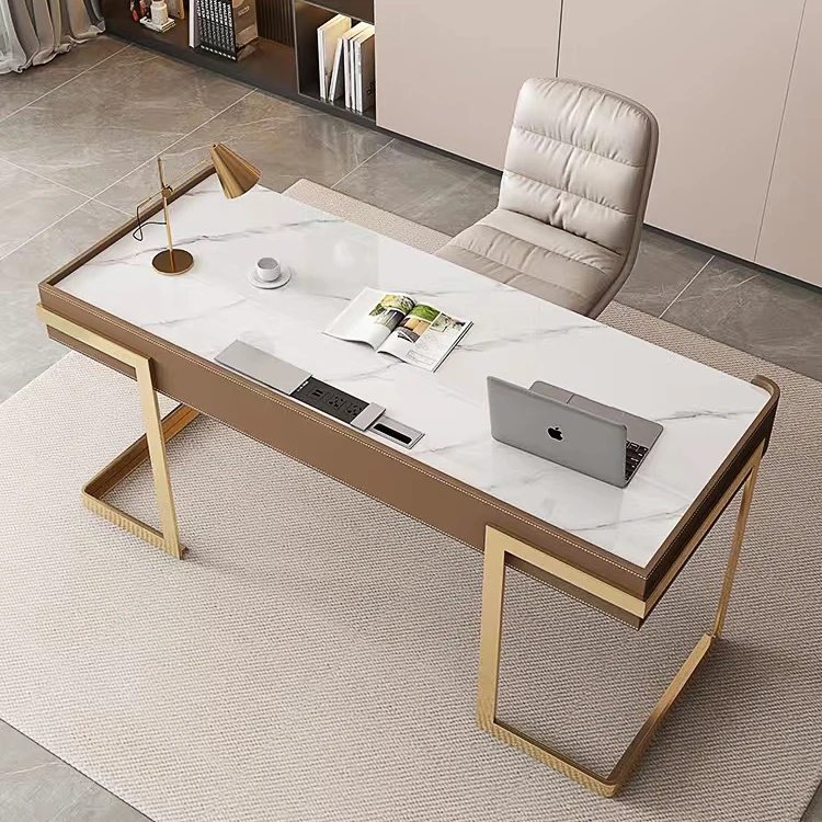 Luxury Executive Marble Office Desk Modern Office Desk Rectangle Shaped Computer Desk Office Furniture With Drawer