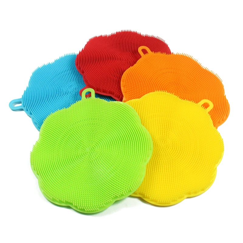 Manufacturer Direct Selling High Temperature Safe Soft Dishwashing Brush Pad Dish Wash Silicone  Sponge Scrubber