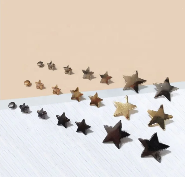 Factory hot sale Alloy DIY flat shape embossed five-pointed star bottom for clothing shoes bag decoration accessories rivet