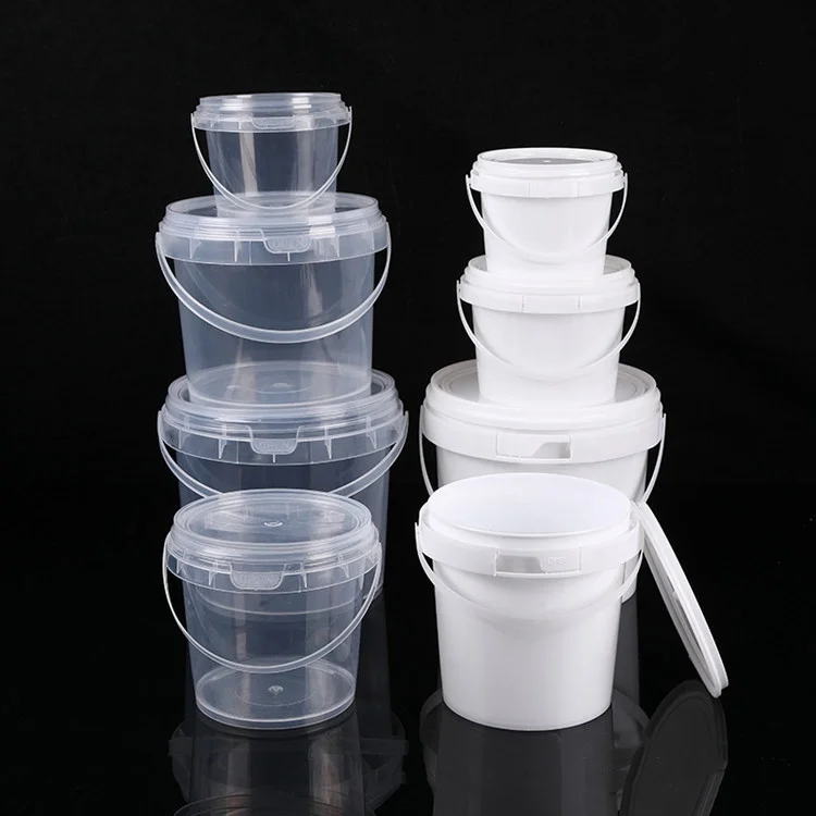 Transparent Plastic Bucket 0.3--5L Thickened Lid Sealed Portable Plastic Drum Food Grade Bucket