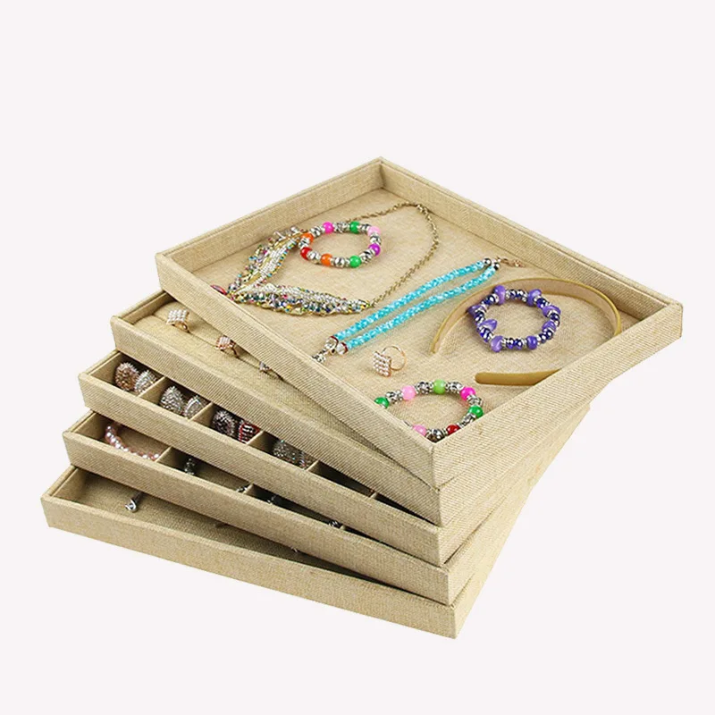 Black Velvet Professional Wholesale Ornament Jewelry Rings Bracelet Necklace Display Compartment Organizer Tray