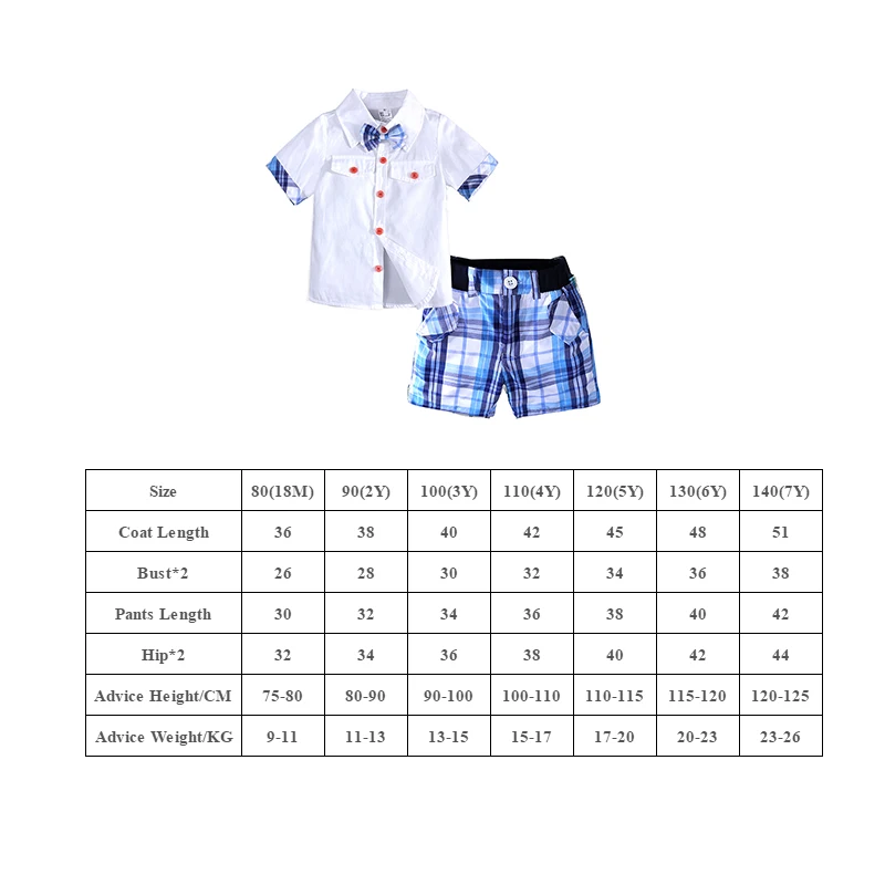2pcs short sleeve shirt + plaid shorts children summer clothes baby boy clothes sets toddler boys clothing
