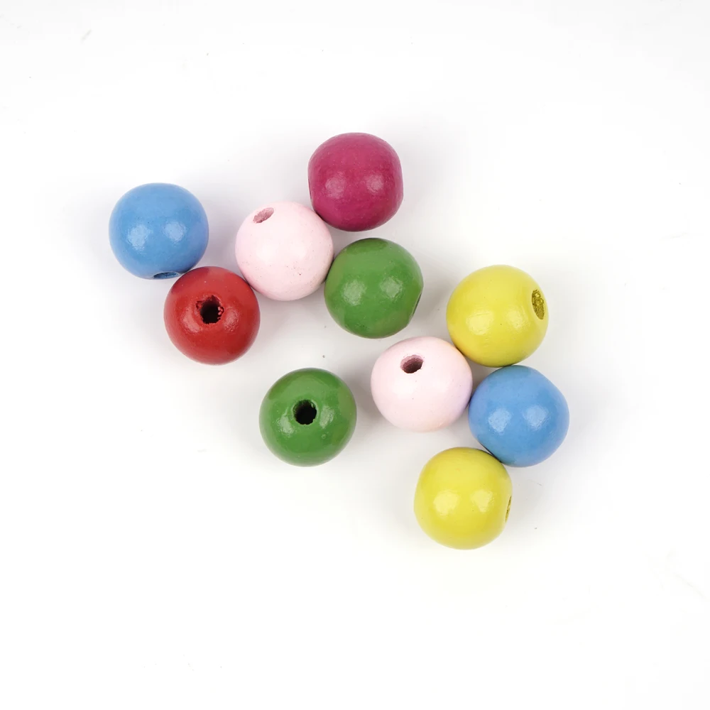 Natural Bulk Round Colorful Craft Round Rosary Beads Wood Beads For Jewelry Making