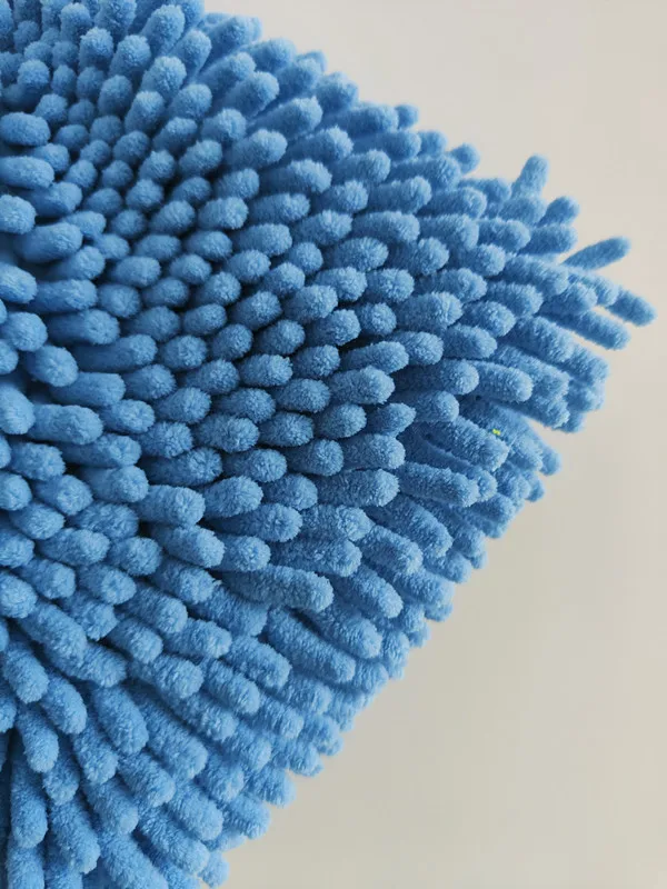 Soft Auto Detailing Cleaning Glove Premium Scratch-Free Lime Blue Microfiber Chenille Car Wash Mitt with Elastic Cuff