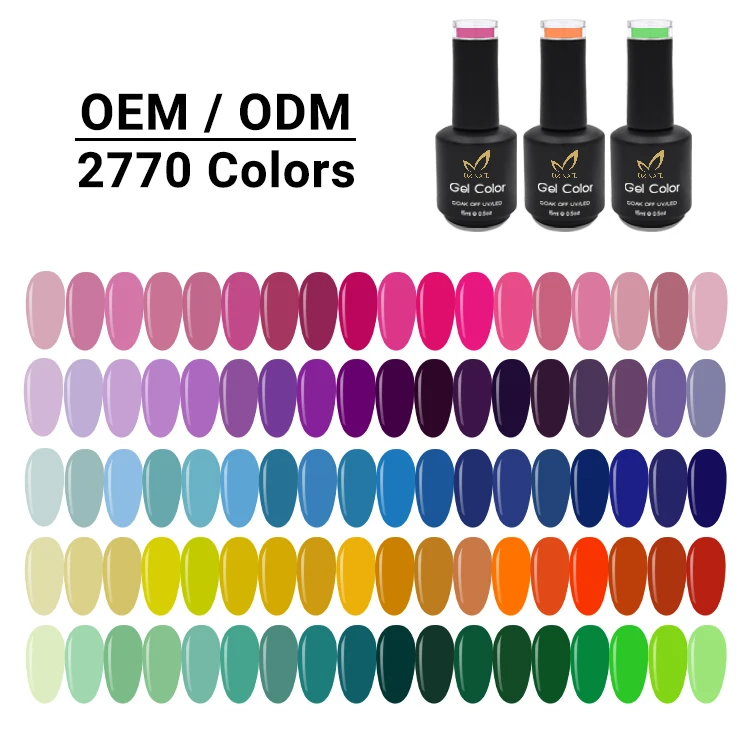 Best Sale Nail Art Factory Supplies OEM Logo Free Sample 2770 Color Gel  Wholesale Nail UV Gel Polish