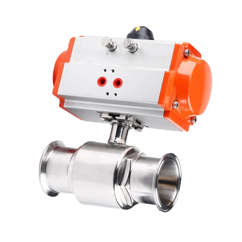 KQ Wholesale Food Grade Stainless Steel 304 316 4 Inch Tri Clamp Connection Sanitary Pneumatic Actuator Ball Valve