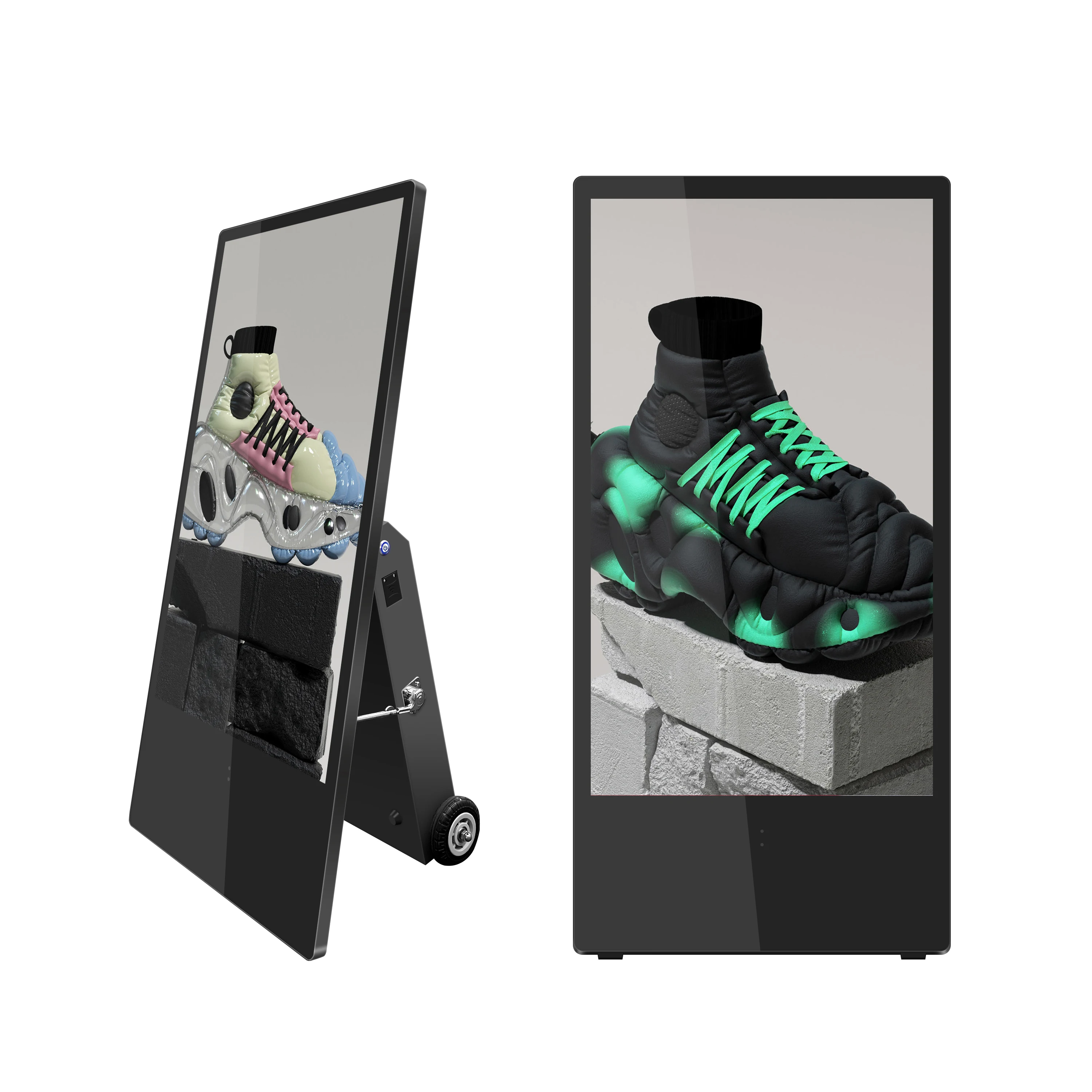 43 Inch Movable Waterproof Digital Signage Screen 1500nits Outdoor Shopping Mall Wayfinding Medical Treatment Welcome Display