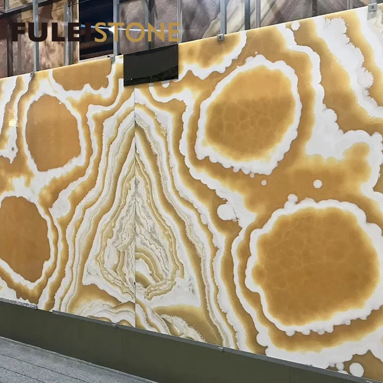 Polished of Orange Onyx used for wall