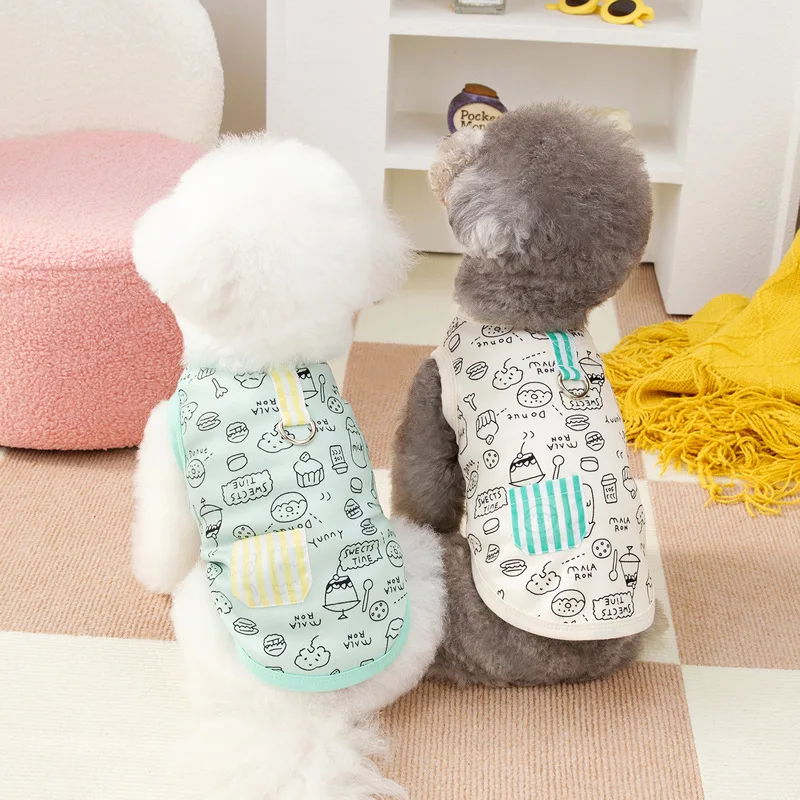 Pet Vest Clothes Cute Dogs T-Shirt Summer Printed Pattern Cotton Soft Breathable Small Cats Dogs Vest for Puppy Dogs