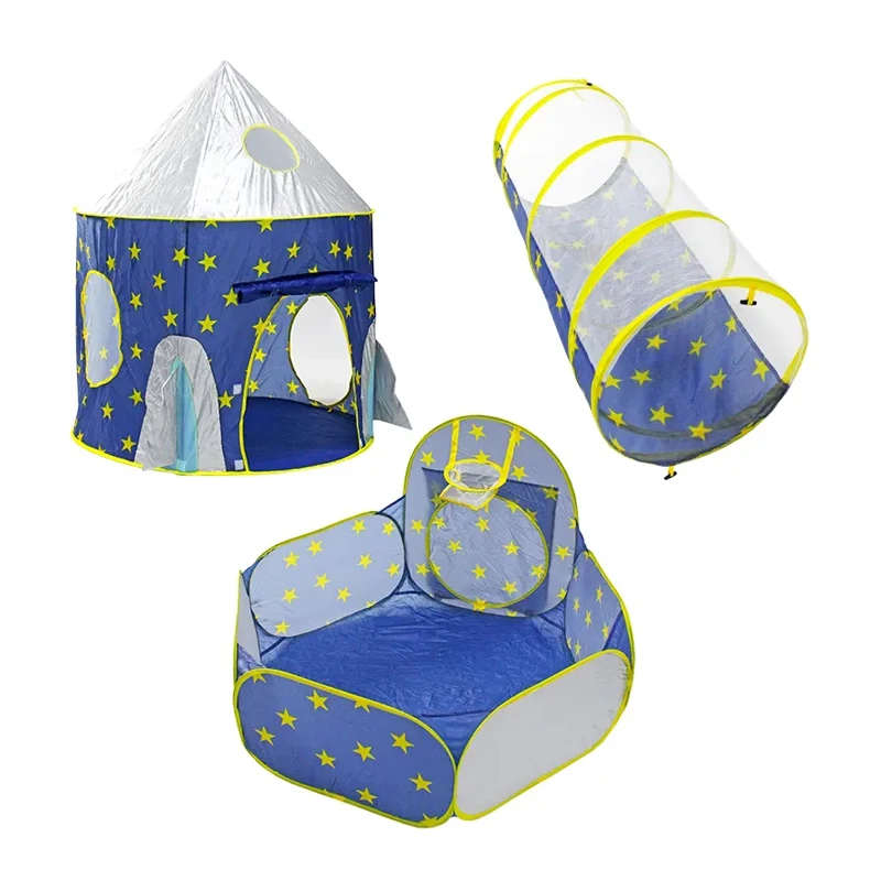 Pop Up Children Camping Tent  Custom Large Princess Castle 3 In 1 Combination Crawl Tunnel Kids Play Tent Set