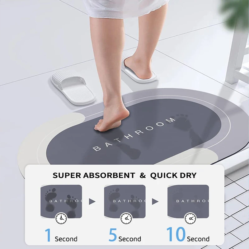 Flower Shape Green Leaf Print Mat Wholesale Eco Friendly Quick Dry Floral Diatomite Bath Mats