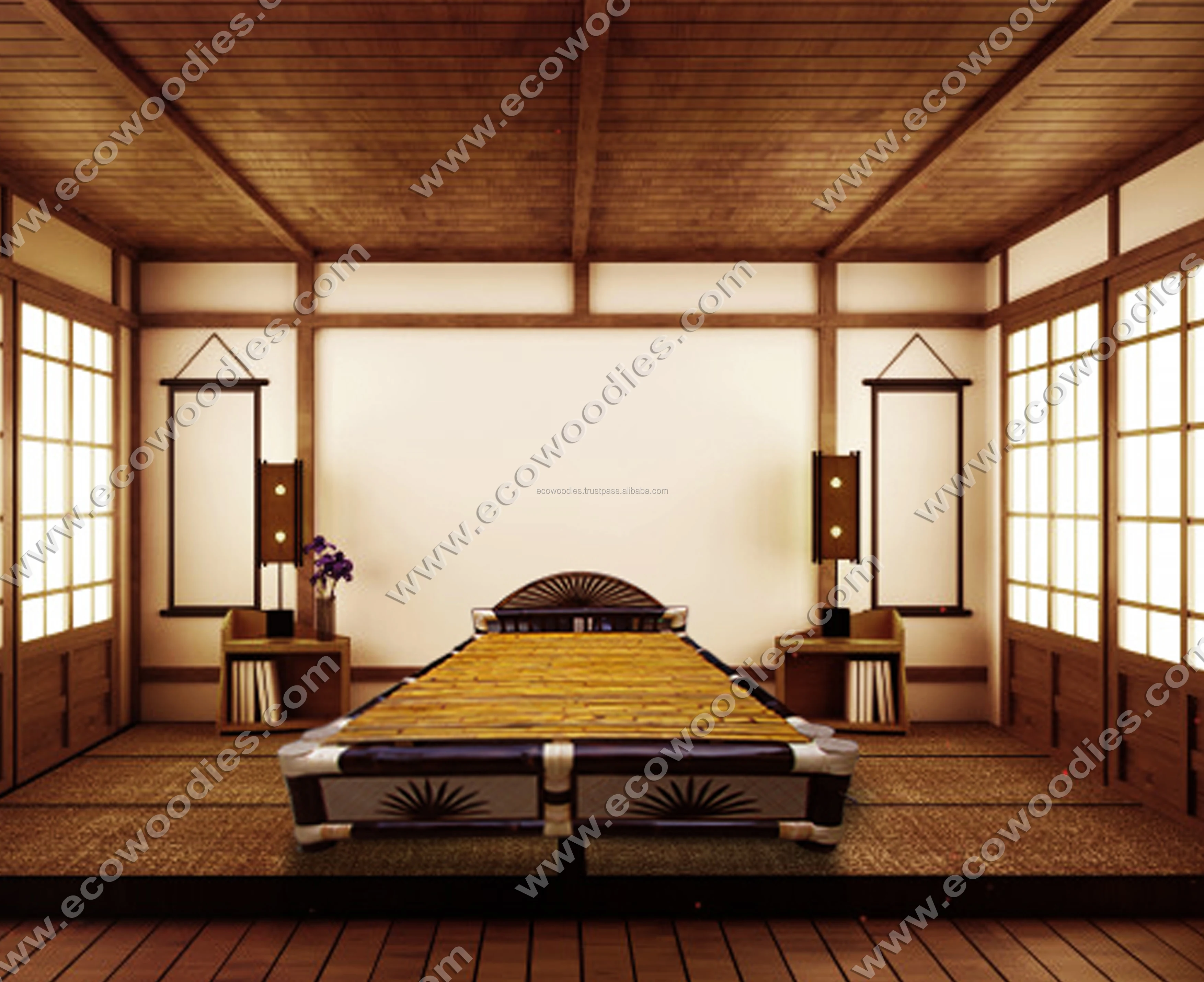 
Elegant King Size Natural Bamboo Folding Bed for Bedroom with Headboard Hotel Spa Home Lightweight Twin Double Pest Resistant 