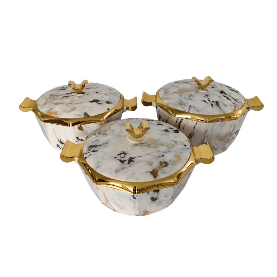 Cameroun Large Capacity Household Party Restaurant 3 Pcs 2L+2.5L+3L Thermo Insulated Hot Pot Food Storage Warmer Casserole Set