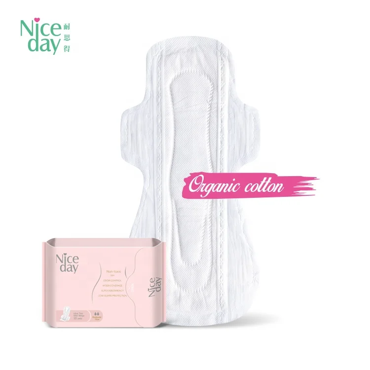 Fragrance free organic cotton ultra thin overnight comfortable menstrual pad