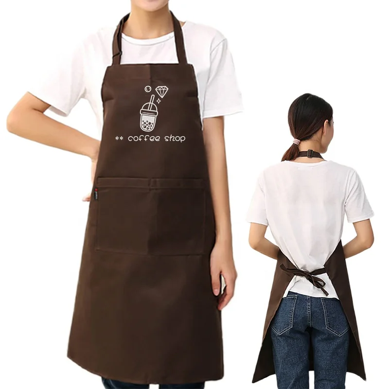 Factory Wholesale New Design Long Sleeves Black Gardening Kitchen 100% Polyester Working Apron