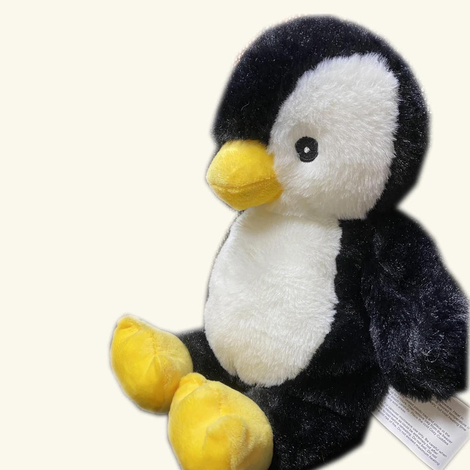 Popular microwave-heated Penguin Plush Doll Flax Seed Lavender Heating Pad Hand Warmer Removable Heating Plush Toy