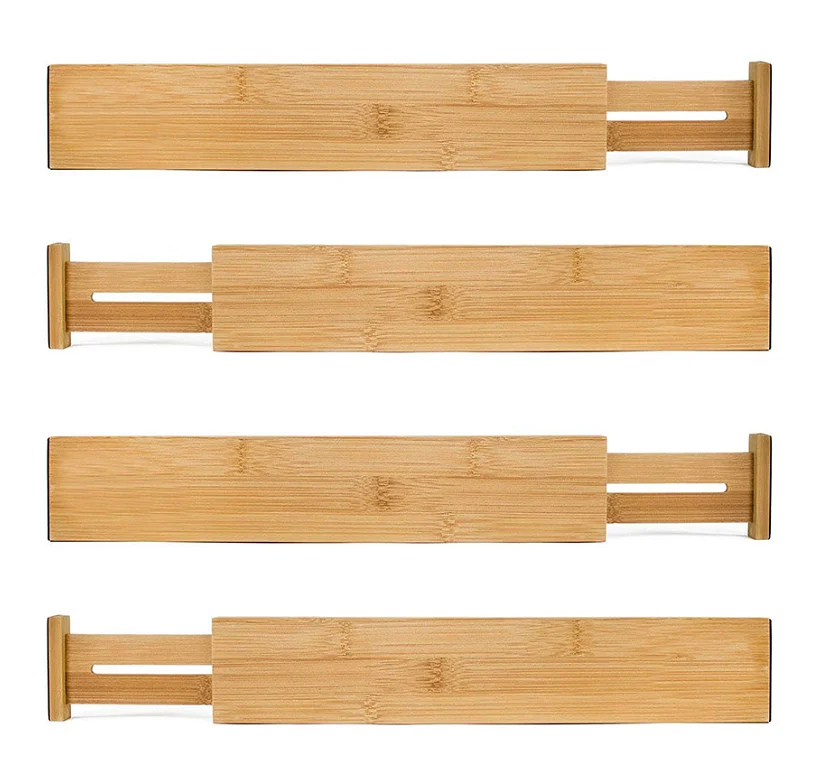 Expandable Bamboo Drawer Dividers Set of 4 Bamboo Kitchen Drawer Dividers for Kitchen Office Room Drawer