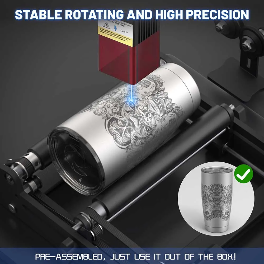 Lingyue Laser Engraving machine Y-axis Rotary Roller Engraving Module for Engraving Cylindrical Objects Cans