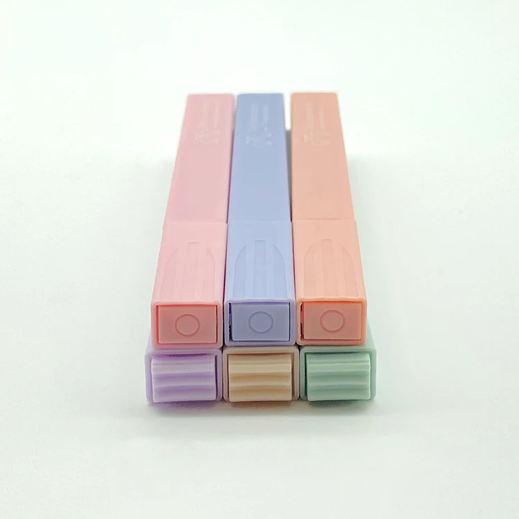 Factory wholesale custom 6 8 12 24 pcs bible pastel aesthetic highlighter pen set non-toxic no bleed square marker for bible