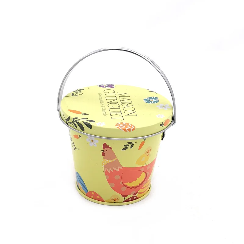 5 liter galvanized iron ice bucket four color printed bar champagne bucket metal handheld tin ice bucket