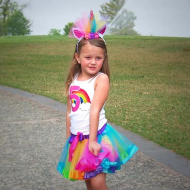 China Manufacturers Girl Birthday Party Rainbow Unicorn Horn Crown Headband