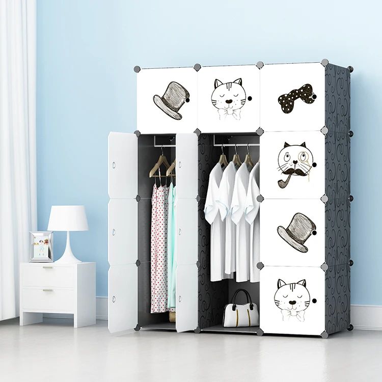 Cartoon design kids toy wardrobe with door