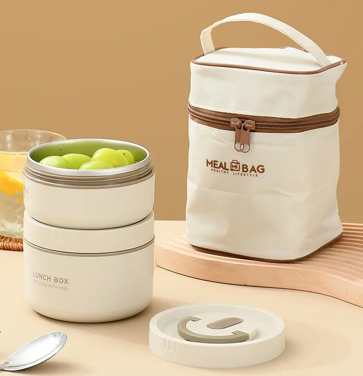 LXM103 Stainless Steel Sealed Insulated Lunch Box Students Portable Easy To Clean Lunch Box Set