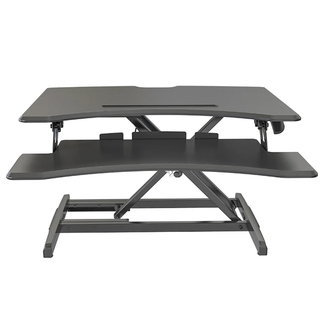 Black Gas Spring Height Adjustable Stand Up Desk Sit to Stand Desktop Workstation
