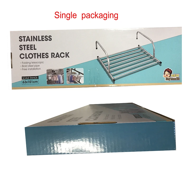 Indoor Outdoor stainless steel telescopic balcony window wall mounted hanger adjustable folding clothes drying rack