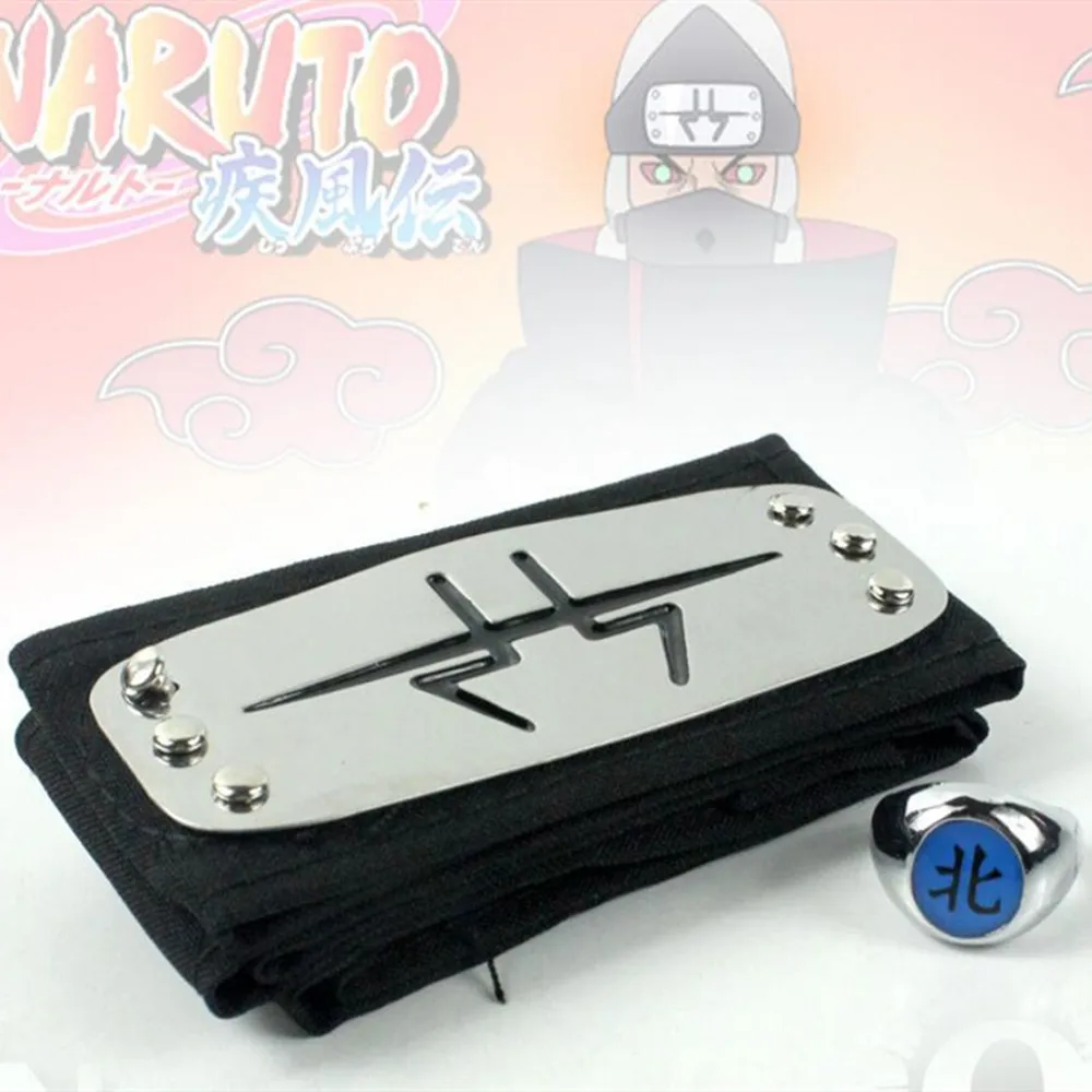 Hot 2pcs Anime Kakashi Headband Ring Ltachi Akatsuki Headband Ring Props Cosplay Ninja dress up Costumes Accessories