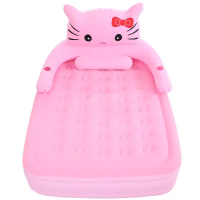 Cartoon cat sleeping bed  home bedroom durable mattress PVC airbed inflatable flocking portable air bed mattress