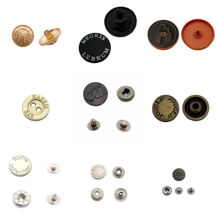 New Product Designer Custom Antique Brass Stamped logo Metal Shank Buttons for Jeans/denim