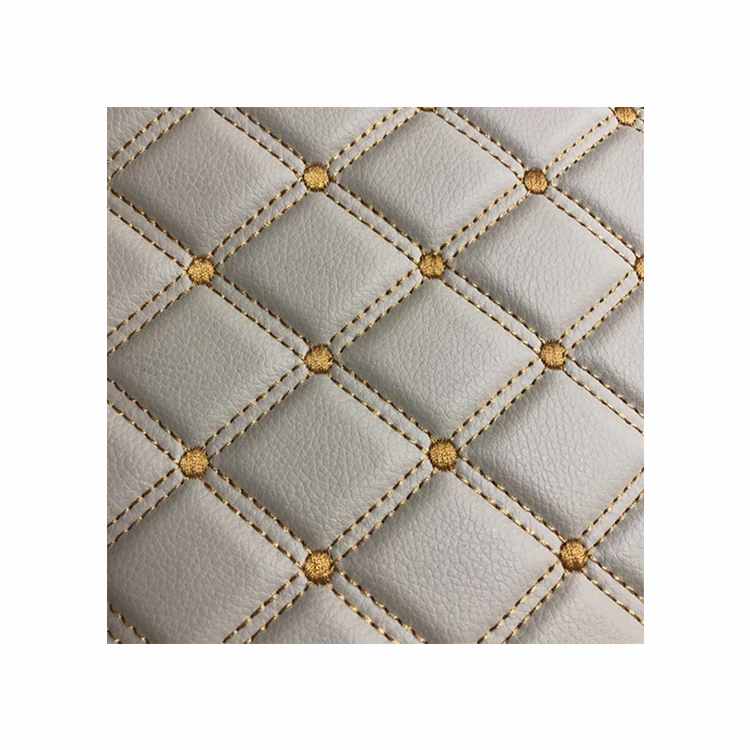 2021 Quality Guaranteed Diamond Stitching Synthetic Leather Embroidery Quilted Synthetic Leather