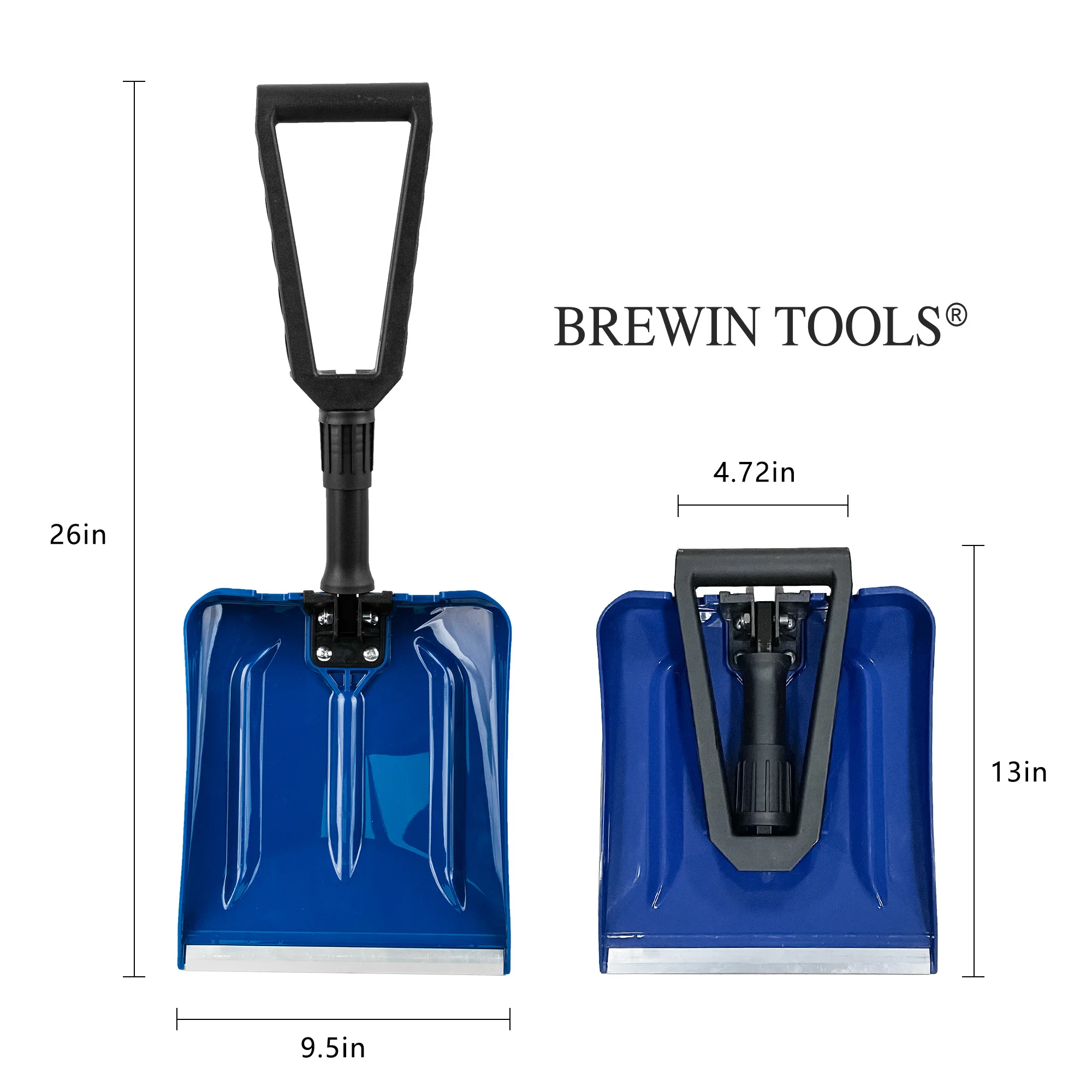 Collapsible Snow Shovel with D-Grip Handle and Durable Aluminum Edge Blade, Portable Snow Shovel for Your Car, Truck-wholesale