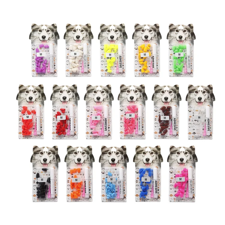 
pet grooming products Anti-scratch soft Dog Claw Nail Caps Paw Nail Protector Grooming with glue pup puppy paw home kit 