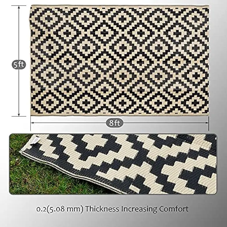 Outdoor Rugs Reversible Mats Clearance Waterproof Area Mat Carpet with Corner Loops for Patio Camping Blanket