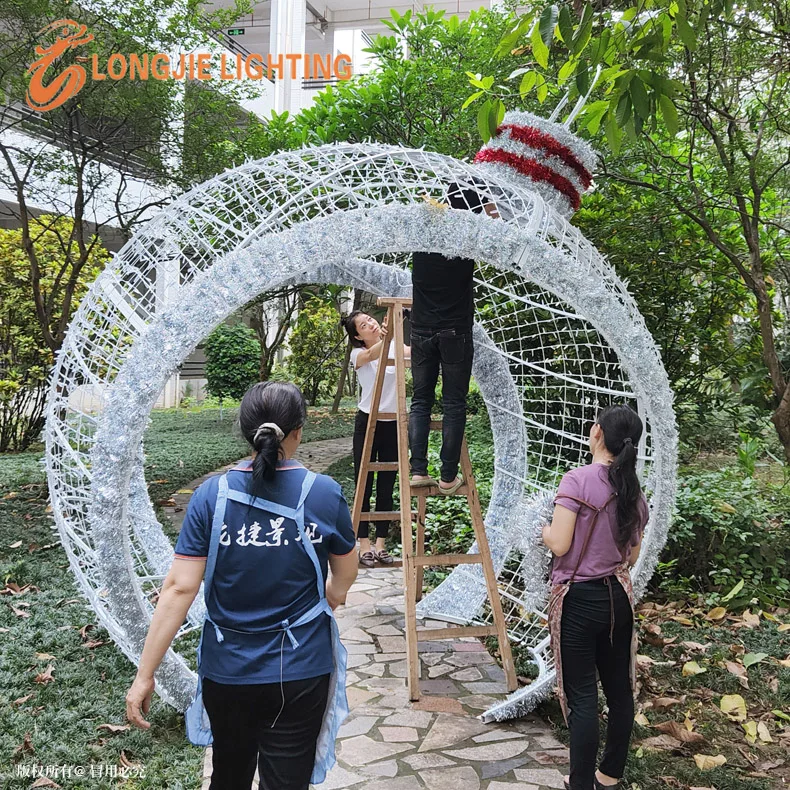 H:3.2m Decorative lighted giant ball christmas ornaments for outdoor