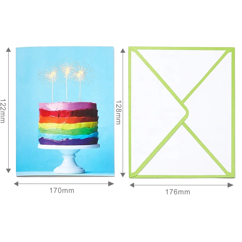 
New Design Custom Printing Vanilla Fragrance Birthday Cake Foil Happy Birthday Greeting Cards 