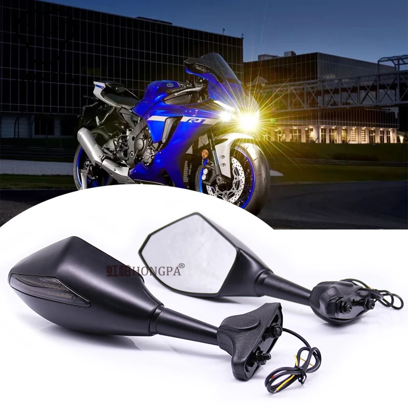 Мотоциклетные светодиодные сигнальные зеркала заднего вида для KAWASAKI NINJA 6R 9R 650R 250R 636 YAMAHA YZF R1 R6 R6S SUZUKI GSXR 600K 5 750