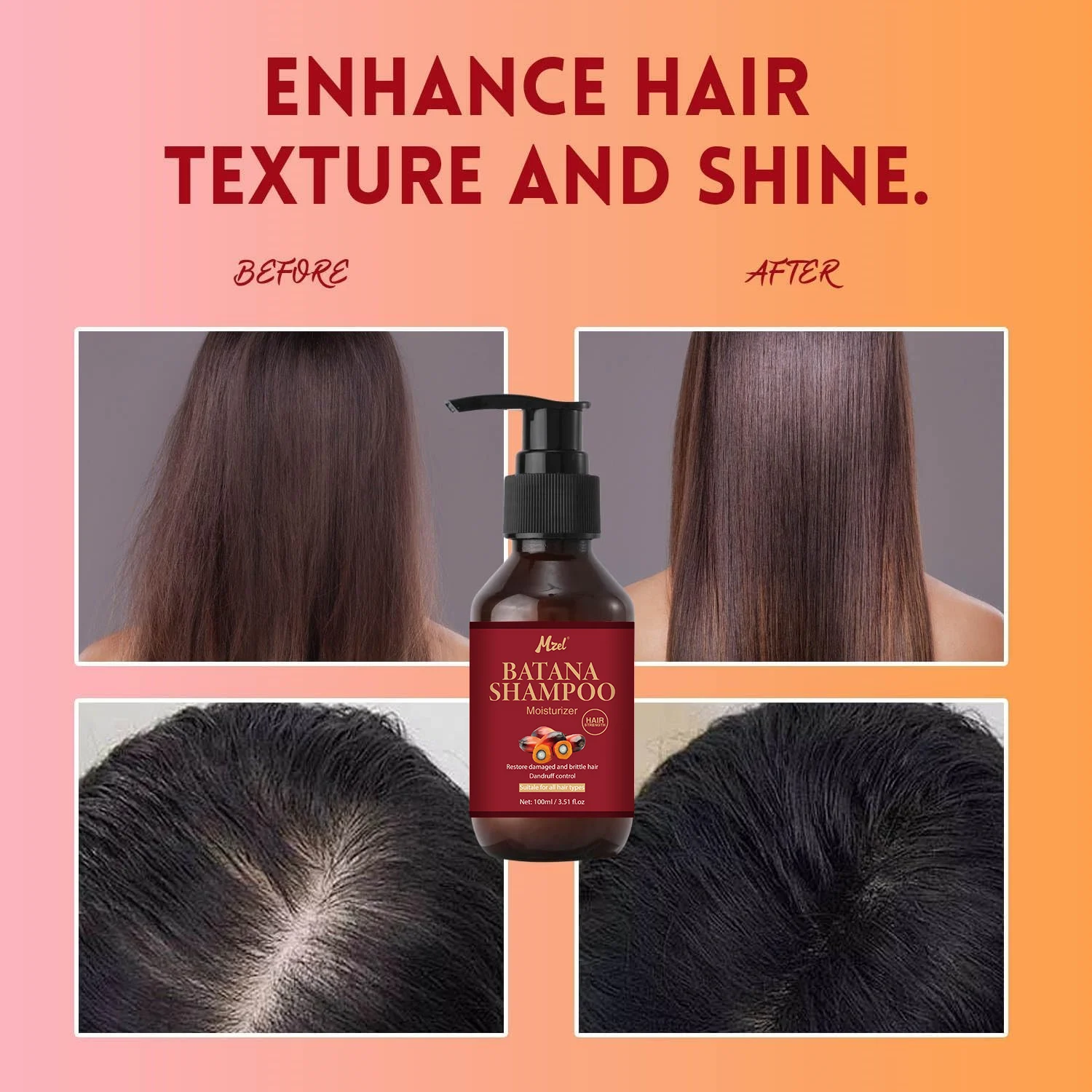 Private Label Natural Hair Growth Batana Oil Shampoo and Conditioner Set with Biotin for Strengthening & Repairs Damaged Hair