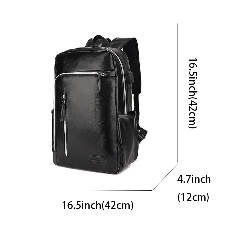 Wholesale  High Capacity Stylish  Durable Waterproof With USB Charging Port PU Leather Men Backpack Bags