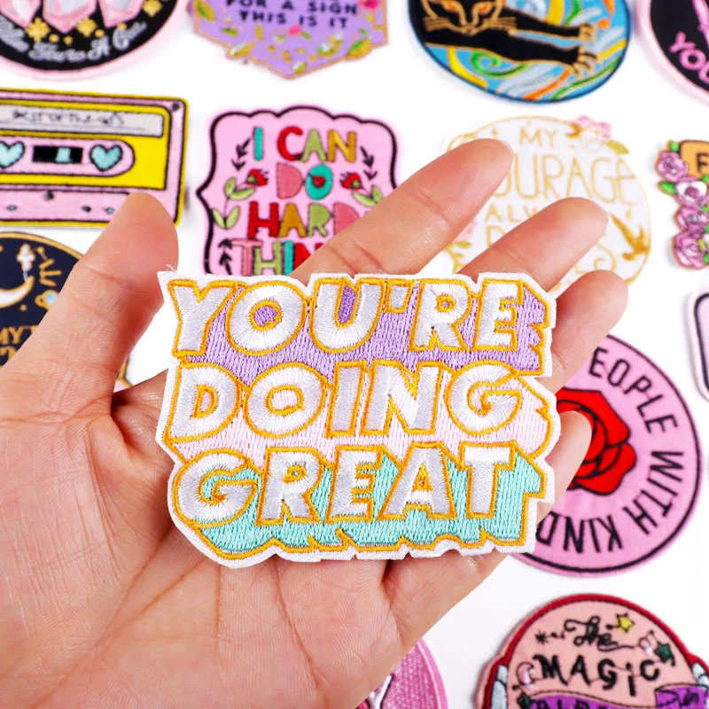 High Quality Cartoon Dinosaur Letter Embroidered Animal Iron Patches for Clothing