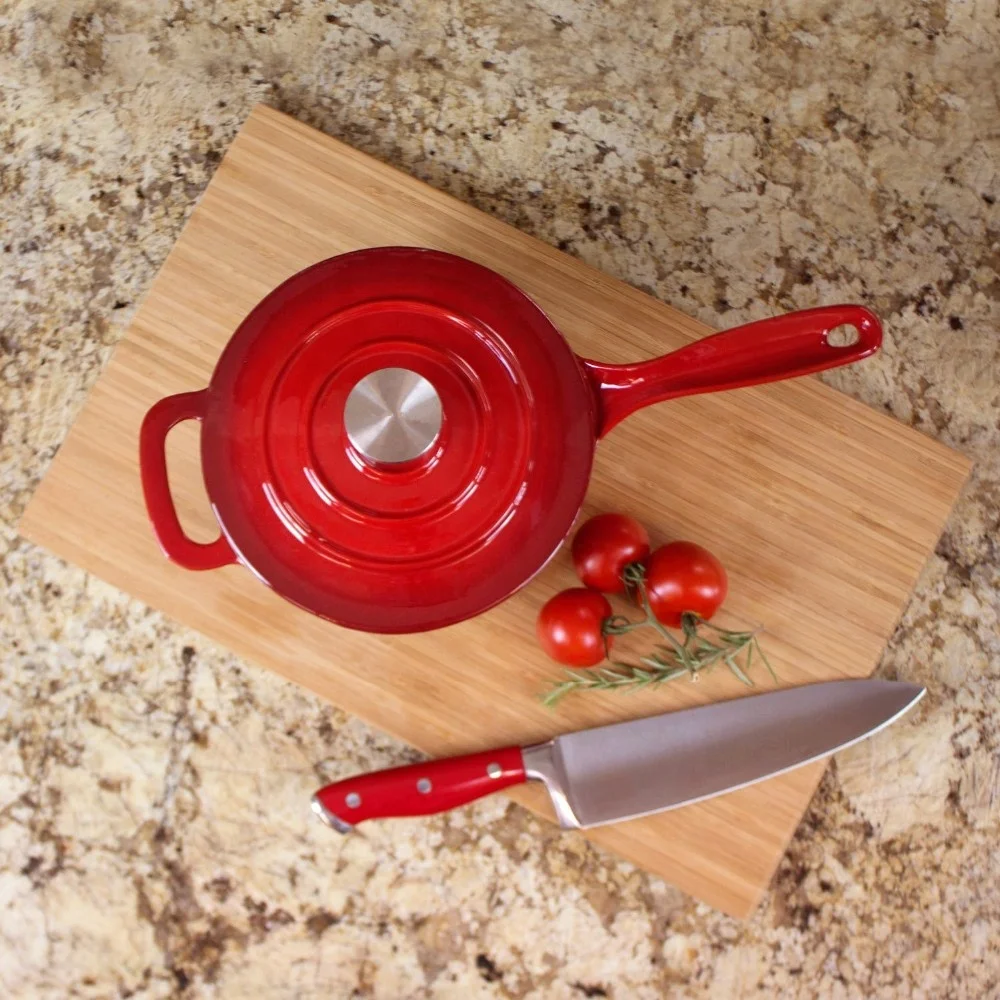 Bright Houseware 11pcs Wholesale Cookware With Cheap Price Low MOQ Home Kitchen Custom Pot Red Enamel Cast Iron Cookware Sets