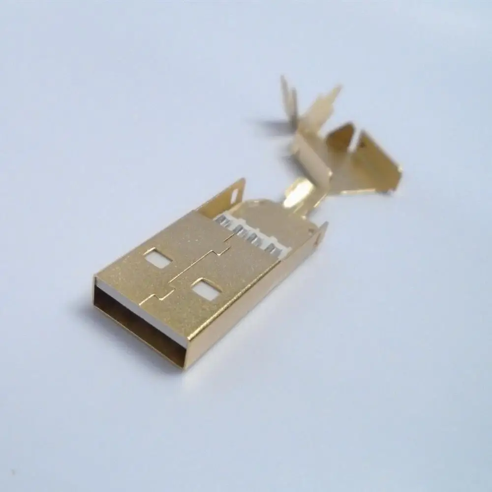 24k Gold plated Type A USB 2.0 Male Connector Plug Solder Type Usb Connector