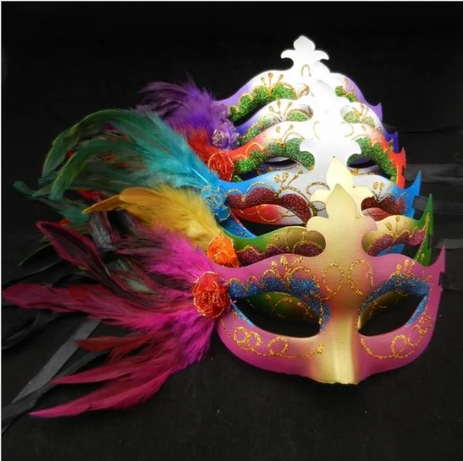 Halloween Christmas Luminous feather mask for masquerade party