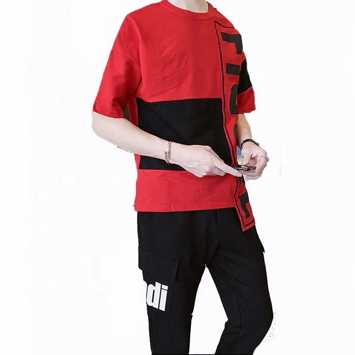 high quality retro street   style male rock personality exaggerated street beat short sleeve T-shirt